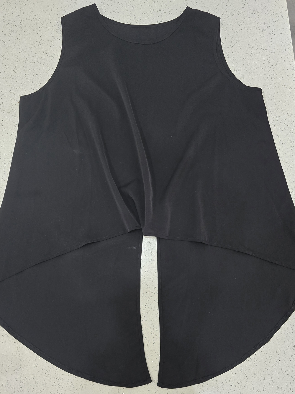 Sleeveless Black Layered Split-Hem Women's Top